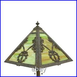 Arts & Crafts Rainaud 6 Panel Slag Glass Lamp, Manner Of Bradley & Hubbard c1920