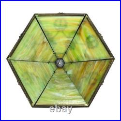 Arts & Crafts Rainaud 6 Panel Slag Glass Lamp, Manner Of Bradley & Hubbard c1920