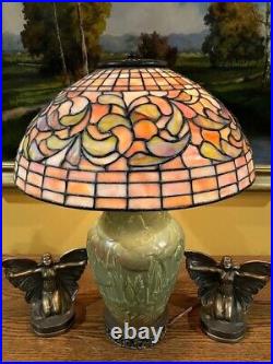 Arts Crafts Rookwood Pottery Slag Glass Antique Leaded Lamp Handel Roseville Era