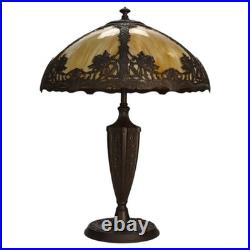Arts & Crafts Royal Art Glass Co. 6-Panel Slag Glass Table Lamp Unsigned C1920