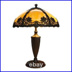 Arts & Crafts Royal Art Glass Co. 6-Panel Slag Glass Table Lamp Unsigned C1920