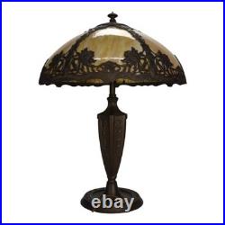 Arts & Crafts Royal Art Glass Co. 6-Panel Slag Glass Table Lamp Unsigned C1920