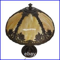 Arts & Crafts Royal Art Glass Co. 6-Panel Slag Glass Table Lamp Unsigned C1920