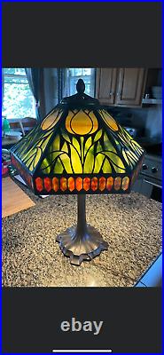 Arts & Crafts Slag Glass Tulip Lamp Shade JA Whaley Handel Duffner Era