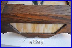 Arts&Crafts Stickley, Mission, Craftsman Oak Leaded Stained Slag Glass Lamp Shade