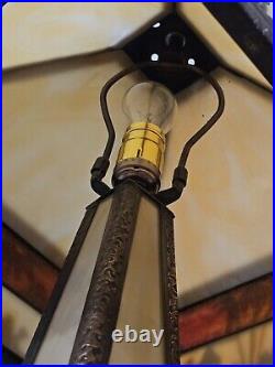 Arts & Crafts style Meyda Mission Pyramid Camel Scenic Slag Glass Lamp