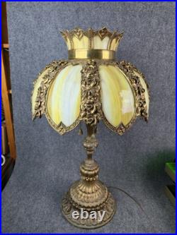 Arts and Crafts Antique 31 Barberry Bradley Hubbard Slag Glass Table Lamp B&H