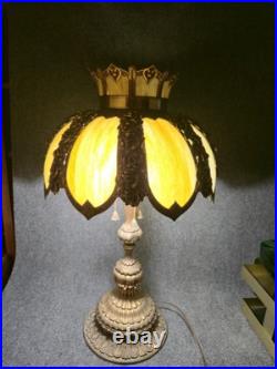 Arts and Crafts Antique 31 Barberry Bradley Hubbard Slag Glass Table Lamp B&H