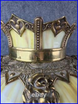 Arts and Crafts Antique 31 Barberry Bradley Hubbard Slag Glass Table Lamp B&H