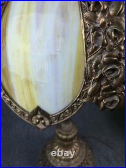 Arts and Crafts Antique 31 Barberry Bradley Hubbard Slag Glass Table Lamp B&H