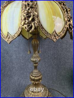 Arts and Crafts Antique 31 Barberry Bradley Hubbard Slag Glass Table Lamp B&H