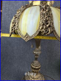Arts and Crafts Antique 31 Barberry Bradley Hubbard Slag Glass Table Lamp B&H