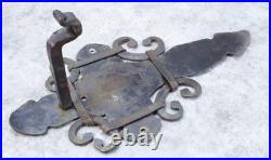 Arts and Crafts Outdoor Hanging Slag Glass Lamp With Wrought Iron Hanger