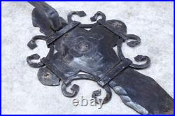 Arts and Crafts Outdoor Hanging Slag Glass Lamp With Wrought Iron Hanger