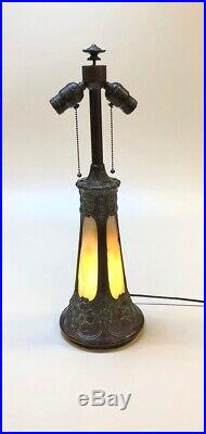 Arts and Crafts Table Lamp Base With Caramel Slag Glass