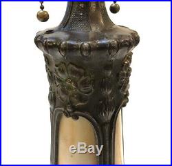 Arts and Crafts Table Lamp Base With Caramel Slag Glass