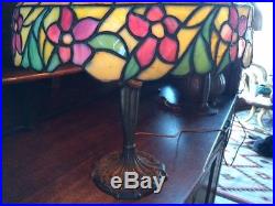 Arts crafts antique vintage slag glass leaded lamp handel bradley hubbard era nr