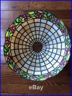 Arts crafts antique vintage slag glass leaded lamp handel bradley hubbard era nr