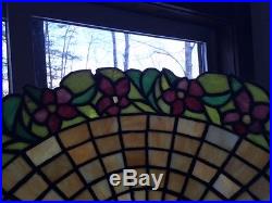 Arts crafts antique vintage slag glass leaded lamp handel bradley hubbard era nr