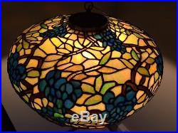 Arts crafts leaded slag glass antique hanging lamp shade Bradley hubbard Handel