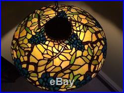 Arts crafts leaded slag glass antique hanging lamp shade Bradley hubbard Handel