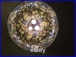 Arts crafts leaded slag glass antique hanging lamp shade Bradley hubbard Handel