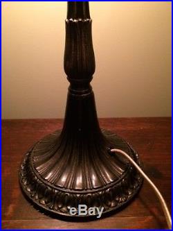Arts crafts leaded slag glass antique vintage bradley hubbard handel era lamp nr