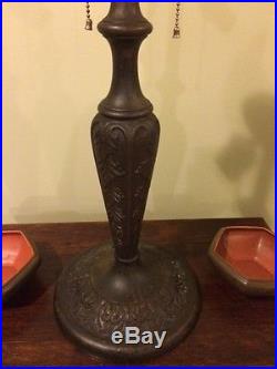 Arts crafts mission antique vintage slag glass leaded lamp bradley hubbard era