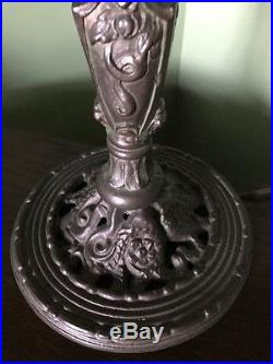 Arts crafts mission leaded slag glass antique Bradley hubbard handel era lamp nr