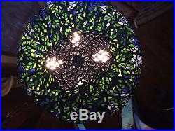 Arts crafts mission leaded slag glass floor lamp bradley hubbard handel type nr