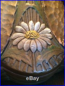 Arts crafts slag glass antique vintage handel bradley hubbard era panel lamp nr