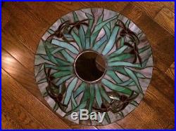 Arts crafts victorian antique vintage slag glass leaded lamp bradley hubbard era