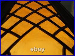 Atg Art Nouveau Brass Stamped Miller 1136 Working Lamp Slag Glass 6 Panel Shade