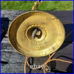 Atg Art Nouveau Brass Stamped Miller 1136 Working Lamp Slag Glass 6 Panel Shade