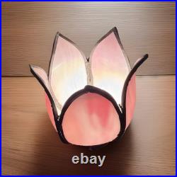 Atq/Vtg Art Nouveau Bronze Lady Pink Slag Glass Flower Lamp Chandler 11T & 12w