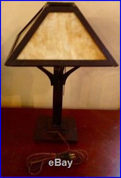 Authentic Arts and Crafts Mission SLAG GLASS LAMP original parts & finishes GOOD