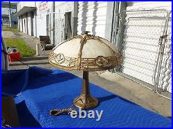 Authentic Stately Large Bradley And Hubbard Slag Glass Lamp