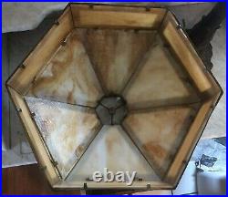 Awesome Table Lamp with Antique Hexagon Caramel Slag Glass Shade & Vintage Base