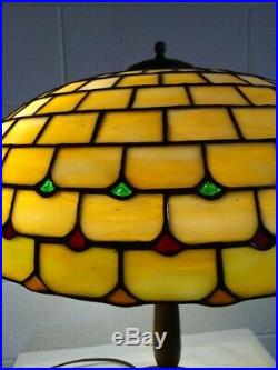 BEST LAMB BROS leaded glass lamp Handel Tiffany Duffner arts & crafts era slag