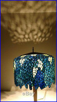 B & H Sequoia Four Socket Lamp w Tiffany Style Wisteria Stained Glass-Slag Shade