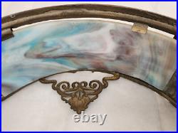 Beautiful 1920's Slag Glass Scenic Chandelier Ceiling Lamp Light Circular Round