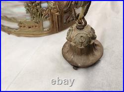 Beautiful 1920's Slag Glass Scenic Chandelier Ceiling Lamp Light Circular Round