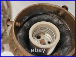 Beautiful 1920's Slag Glass Scenic Chandelier Ceiling Lamp Light Circular Round