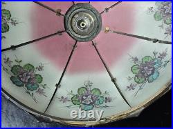 Beautiful 1920s Lead Reverse Painted Slag Glass Boudoir Table Lamp