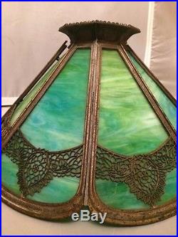Beautiful Antique Bradley & Hubbard Green Slag Glass Lamp Shade Hallmarked AS. IS