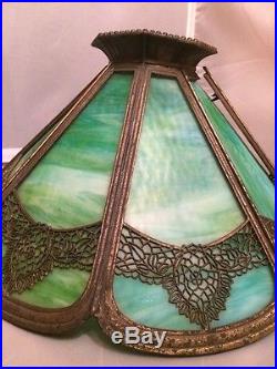 Beautiful Antique Bradley & Hubbard Green Slag Glass Lamp Shade Hallmarked AS. IS