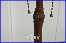 Beautiful Antique Cast Iron Lamp Base For Slag Glass Or Reverse Painted Shade