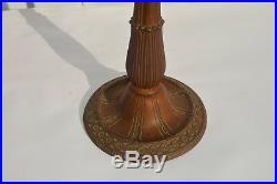 Beautiful Antique Cast Iron Lamp Base For Slag Glass Or Reverse Painted Shade