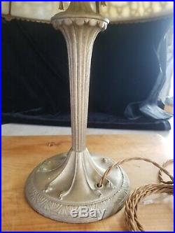 Beautiful Antique Slag Glass Lamp with Antique Brass base