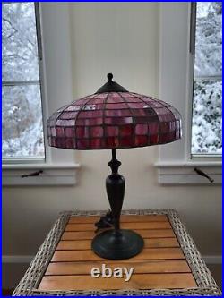 Beautiful Bronze Antique Stained Glass Lamp Slag